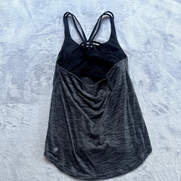 Lululemon Shirt Womens 4 Gray Black Free To Be Serene Tank Top Athletic Yoga Gym - Picture 5 of 10
